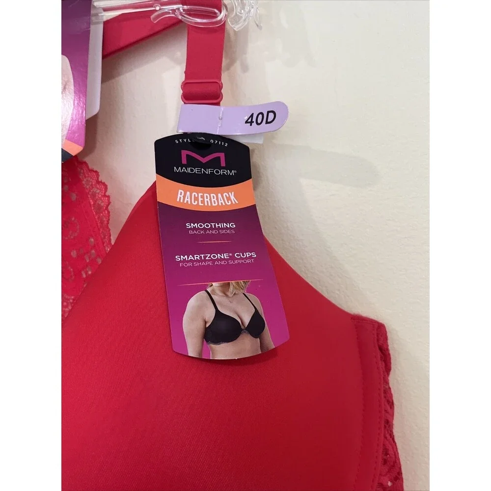 Maidenform Racerback Full Coverage Bra Underwire Style 07112 Pink Size 40D NWT